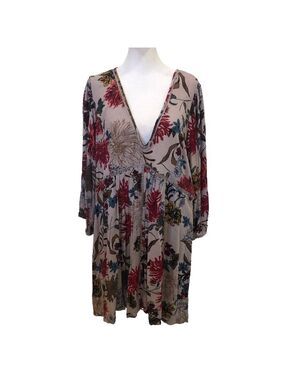 Jodifl Size L baby doll style floral print dress. Peasant v-neck cottagecore